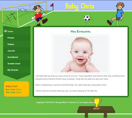 Soccer baby website template design